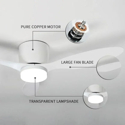 Modern Ceiling Fan with LED Light  Remote Control - High Air Volume for Kitchen Bedroom Dining Room Terrace - ZOOMNSTORE