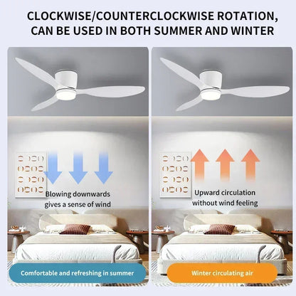 Modern Ceiling Fan with LED Light  Remote Control - High Air Volume for Kitchen Bedroom Dining Room Terrace - ZOOMNSTORE