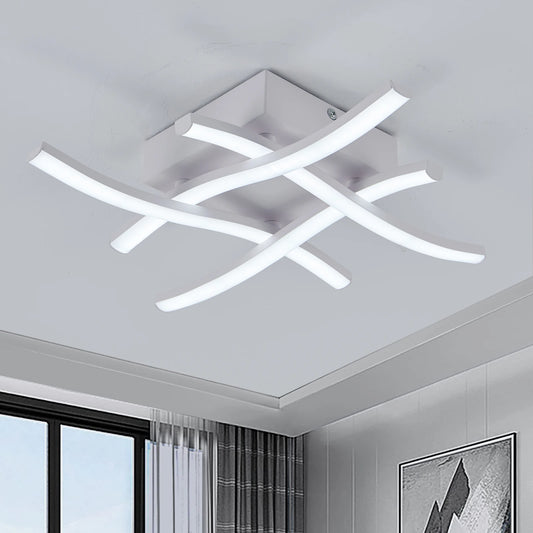 Modern LED Ceiling Light - 3-Color Adjustable Curved Design for Living Room  Bedroom - ZOOMNSTORE