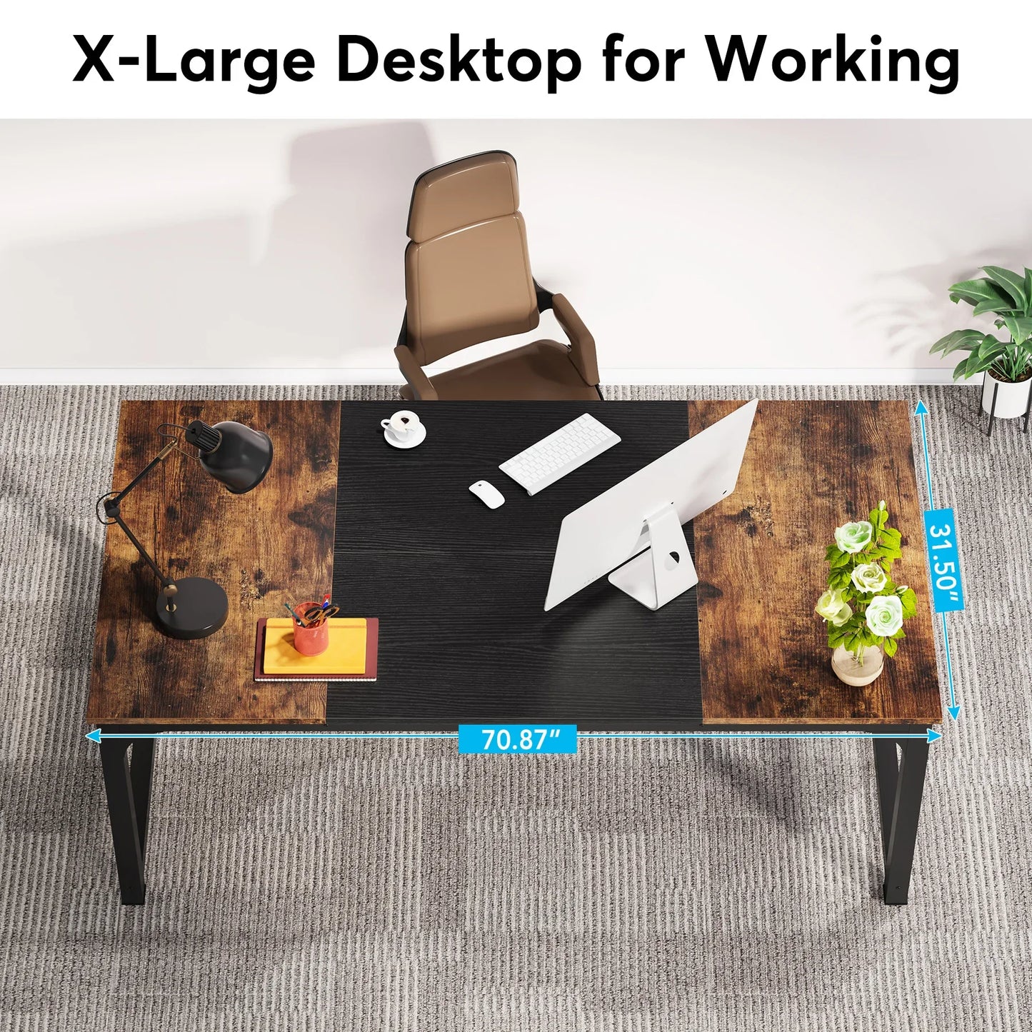 Modern Office Desk - Large Computer Workstation for Home and Study - ZOOMNSTORE