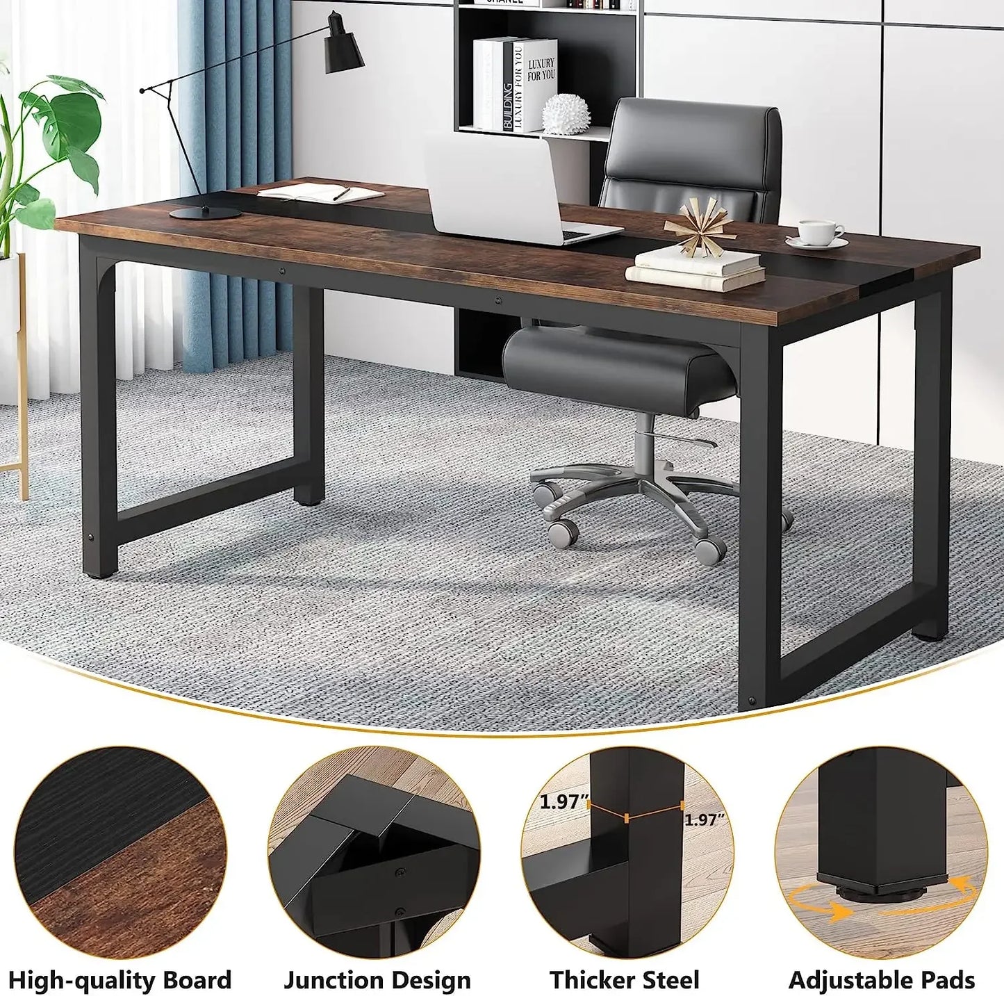 Modern Office Desk - Large Computer Workstation for Home and Study - ZOOMNSTORE