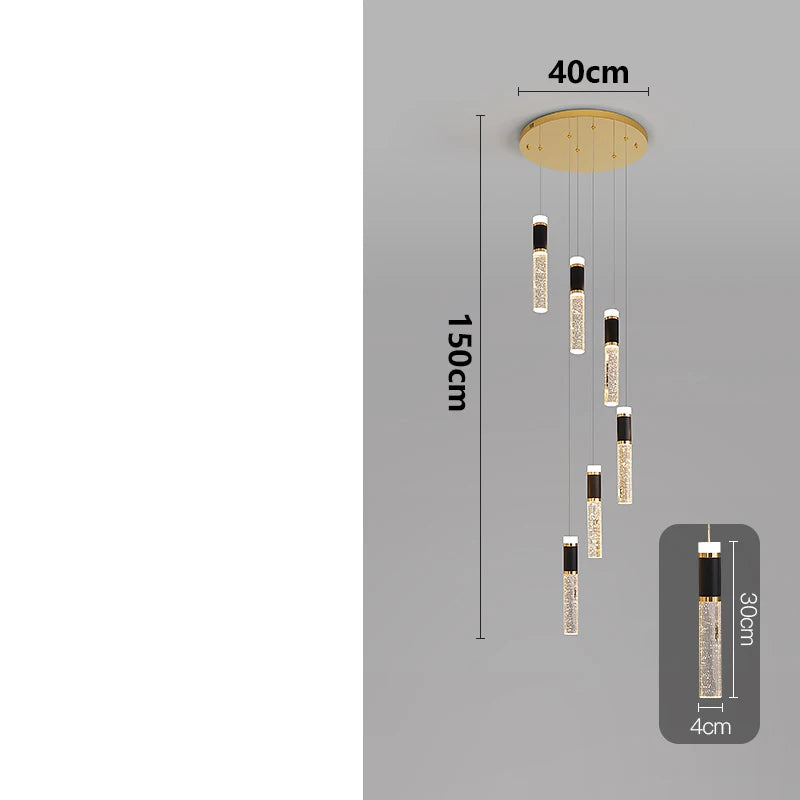 Modern Crystal Chandelier - Elegant Pendant Lamp for Living Room and Staircase - ZOOMNSTORE