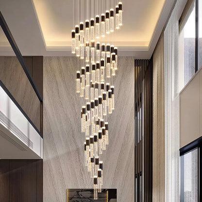 Modern Crystal Chandelier - Elegant Pendant Lamp for Living Room and Staircase - ZOOMNSTORE