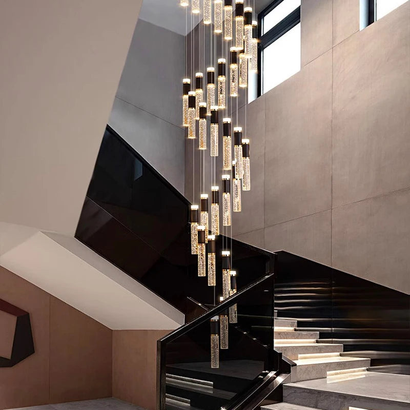 Modern Crystal Chandelier - Elegant Pendant Lamp for Living Room and Staircase - ZOOMNSTORE