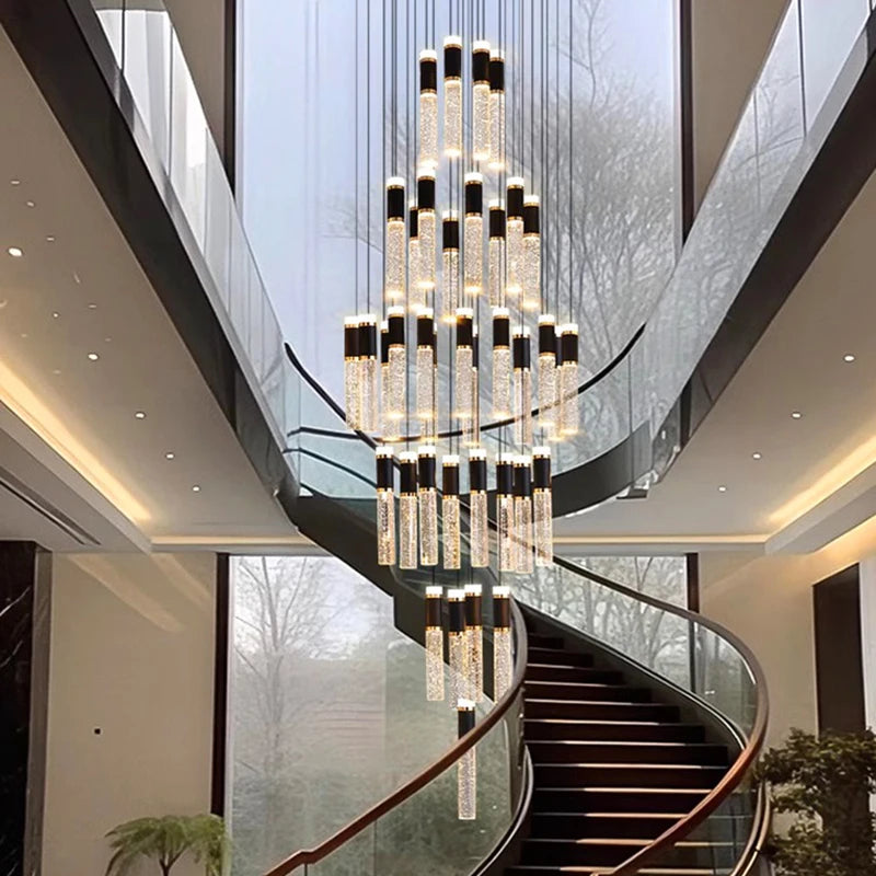 Modern Crystal Chandelier - Elegant Pendant Lamp for Living Room and Staircase - ZOOMNSTORE