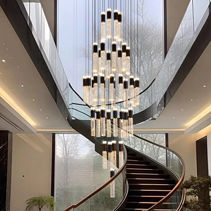 Modern Crystal Chandelier - Elegant Pendant Lamp for Living Room and Staircase - ZOOMNSTORE