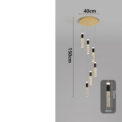 Modern Crystal Chandelier - Elegant Pendant Lamp for Living Room and Staircase - ZOOMNSTORE
