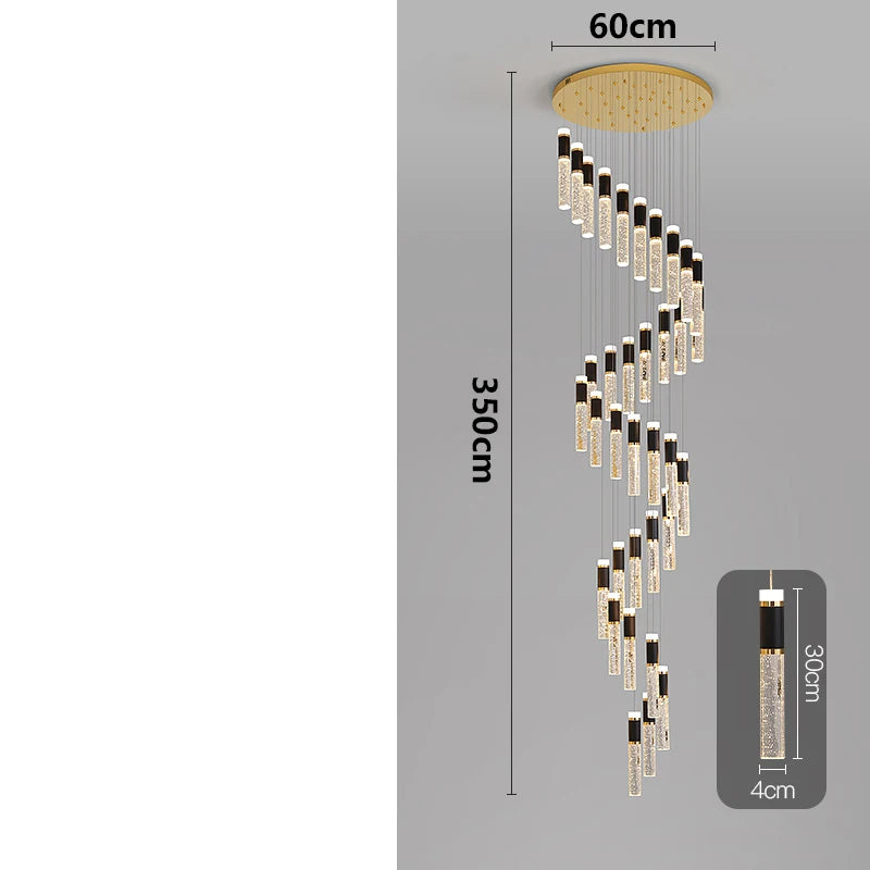 Modern Crystal Chandelier - Elegant Pendant Lamp for Living Room and Staircase - ZOOMNSTORE
