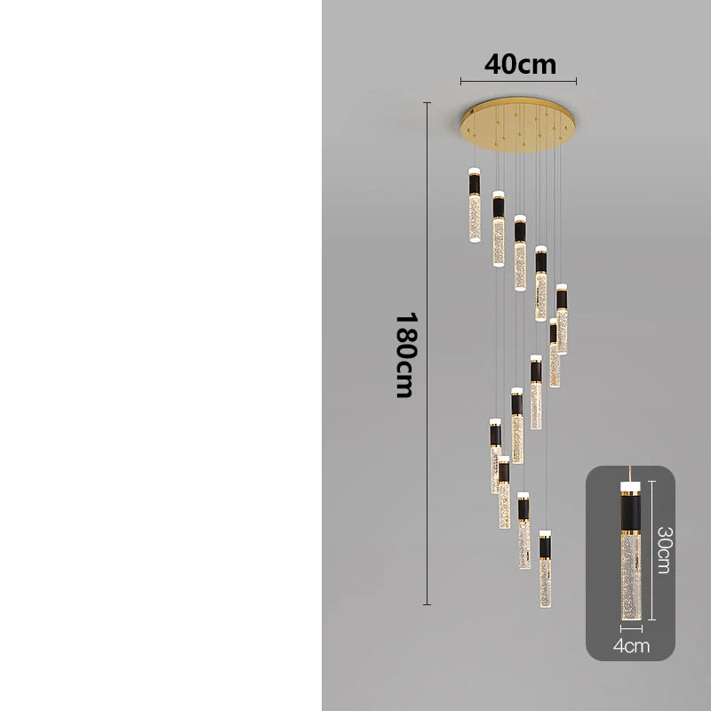 Modern Crystal Chandelier - Elegant Pendant Lamp for Living Room and Staircase - ZOOMNSTORE