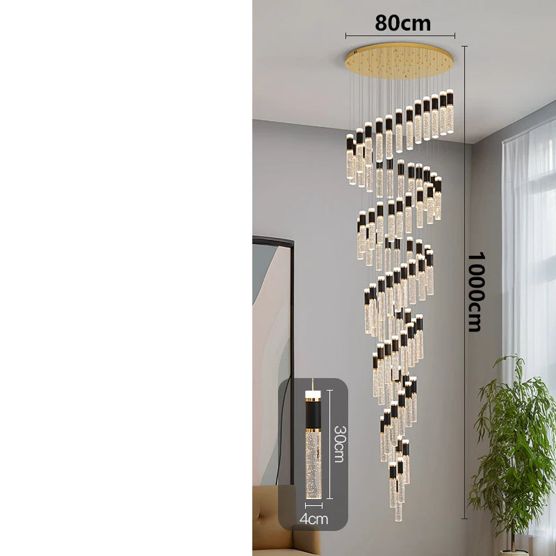 Modern Crystal Chandelier - Elegant Pendant Lamp for Living Room and Staircase - ZOOMNSTORE