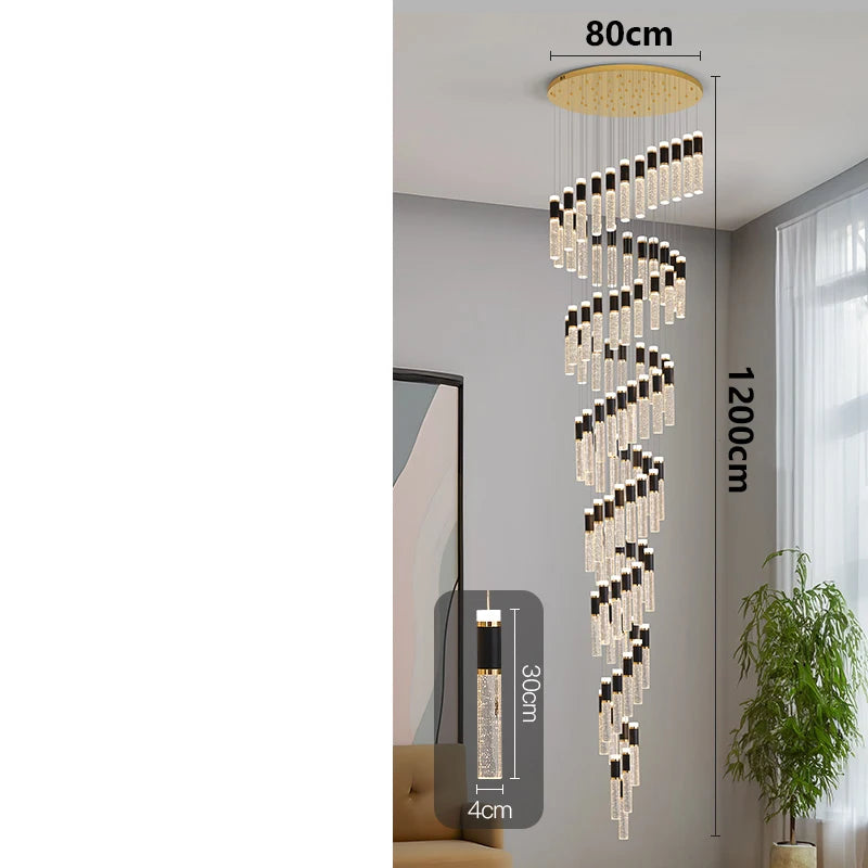 Modern Crystal Chandelier - Elegant Pendant Lamp for Living Room and Staircase - ZOOMNSTORE