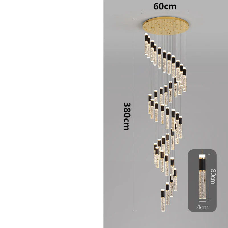 Modern Crystal Chandelier - Elegant Pendant Lamp for Living Room and Staircase - ZOOMNSTORE