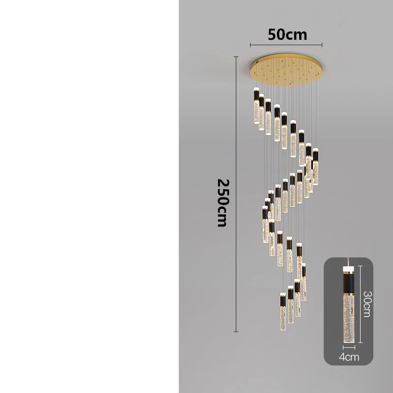 Modern Crystal Chandelier - Elegant Pendant Lamp for Living Room and Staircase - ZOOMNSTORE
