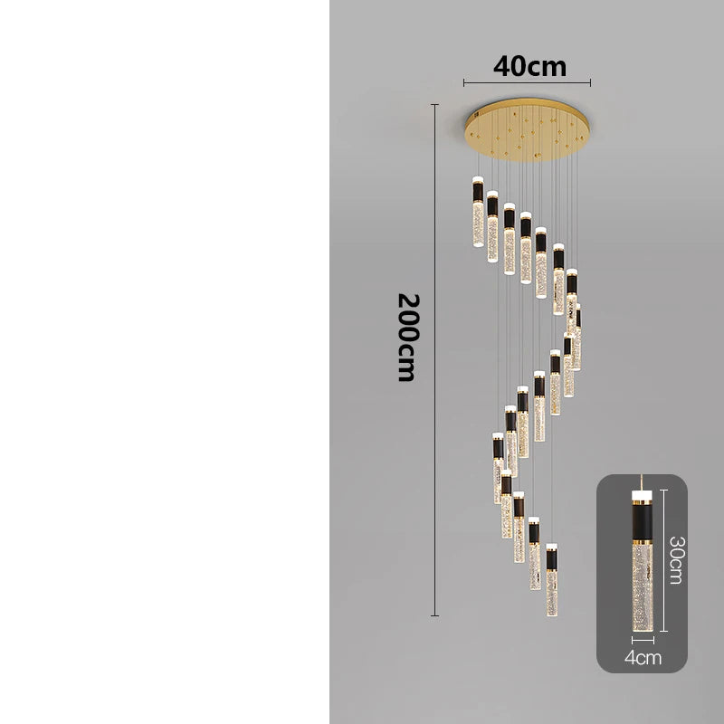 Modern Crystal Chandelier - Elegant Pendant Lamp for Living Room and Staircase - ZOOMNSTORE