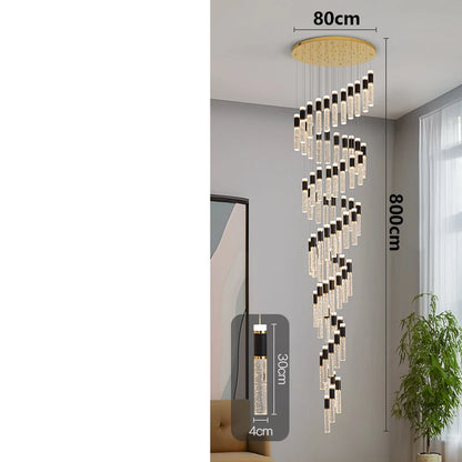 Modern Crystal Chandelier - Elegant Pendant Lamp for Living Room and Staircase - ZOOMNSTORE
