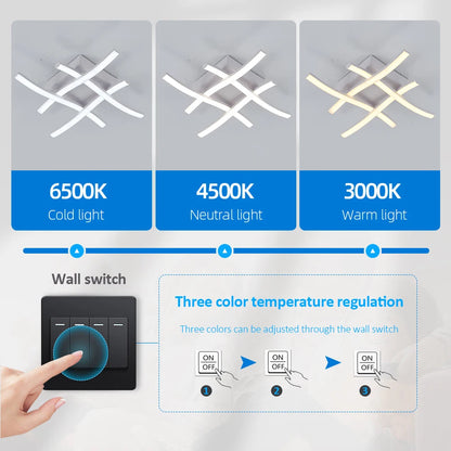 Modern LED Ceiling Light - 3-Color Adjustable Curved Design for Living Room  Bedroom - ZOOMNSTORE