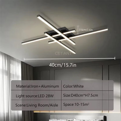 Modern LED Ceiling Light - Minimalist Long Line Indoor Lamp for Bedroom Living Room Hotel and Study - ZOOMNSTORE