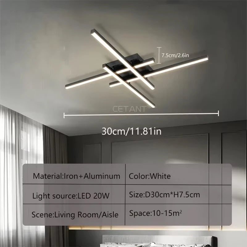 Modern LED Ceiling Light - Minimalist Long Line Indoor Lamp for Bedroom Living Room Hotel and Study - ZOOMNSTORE