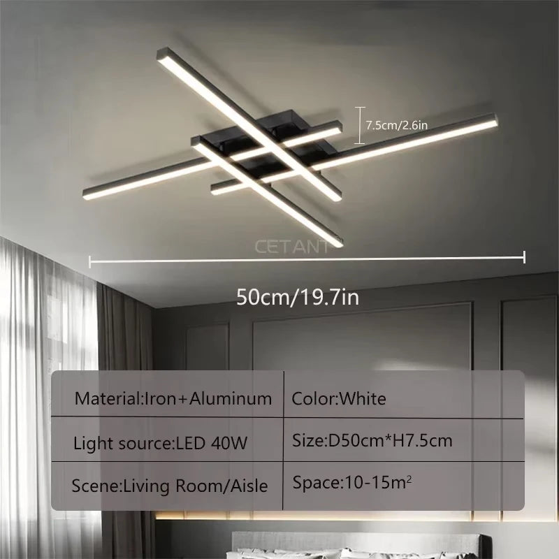 Modern LED Ceiling Light - Minimalist Long Line Indoor Lamp for Bedroom Living Room Hotel and Study - ZOOMNSTORE