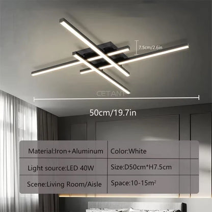 Modern LED Ceiling Light - Minimalist Long Line Indoor Lamp for Bedroom Living Room Hotel and Study - ZOOMNSTORE