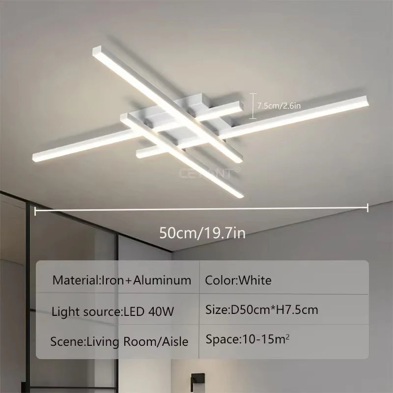 Modern LED Ceiling Light - Minimalist Long Line Indoor Lamp for Bedroom Living Room Hotel and Study - ZOOMNSTORE