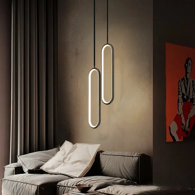 Modern Minimalist LED Pendant Light - Gold Black Chandelier for Bedroom  Living Room - ZOOMNSTORE