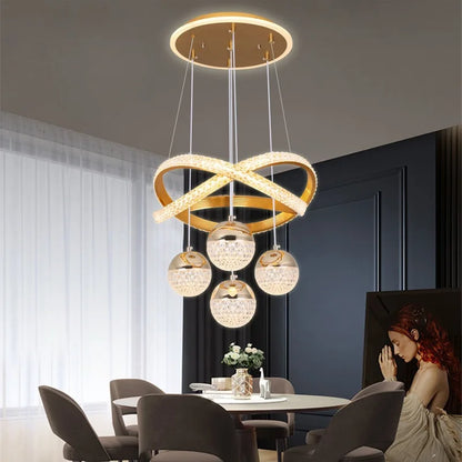 Modern Led Chandelier – Iron Acrylic Dining Room Lighting | Semiflush Mount Light - ZOOMNSTORE