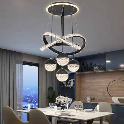 Modern Led Chandelier – Iron Acrylic Dining Room Lighting | Semiflush Mount Light - ZOOMNSTORE