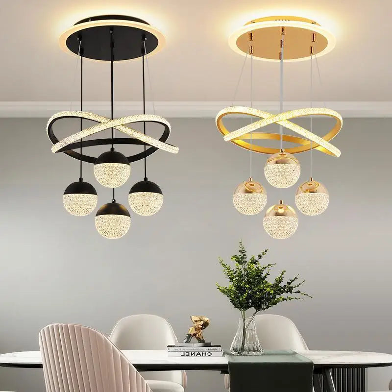 Modern Led Chandelier – Iron Acrylic Dining Room Lighting | Semiflush Mount Light - ZOOMNSTORE