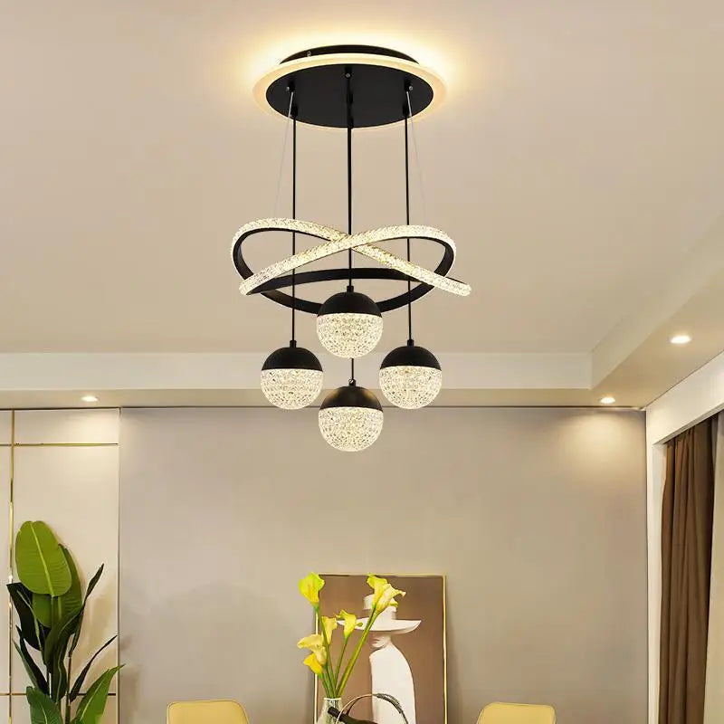 Modern Led Chandelier – Iron Acrylic Dining Room Lighting | Semiflush Mount Light - ZOOMNSTORE