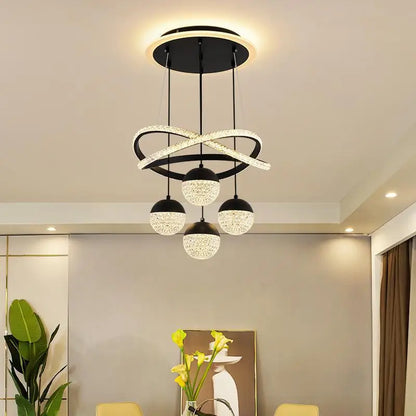Modern Led Chandelier – Iron Acrylic Dining Room Lighting | Semiflush Mount Light - ZOOMNSTORE