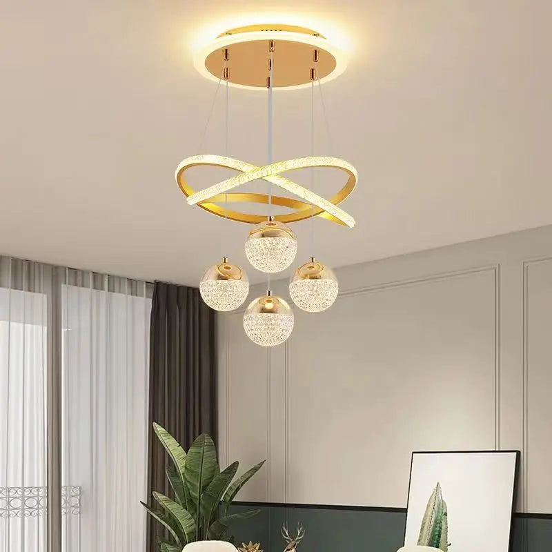 Modern Led Chandelier – Iron Acrylic Dining Room Lighting | Semiflush Mount Light - ZOOMNSTORE