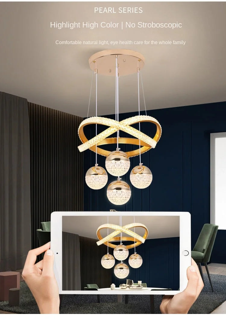 Modern Led Chandelier – Iron Acrylic Dining Room Lighting | Semiflush Mount Light - ZOOMNSTORE