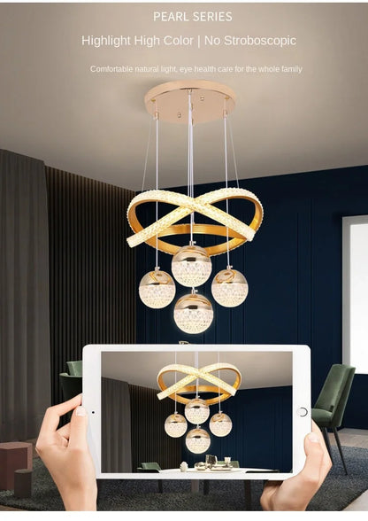 Modern Led Chandelier – Iron Acrylic Dining Room Lighting | Semiflush Mount Light - ZOOMNSTORE