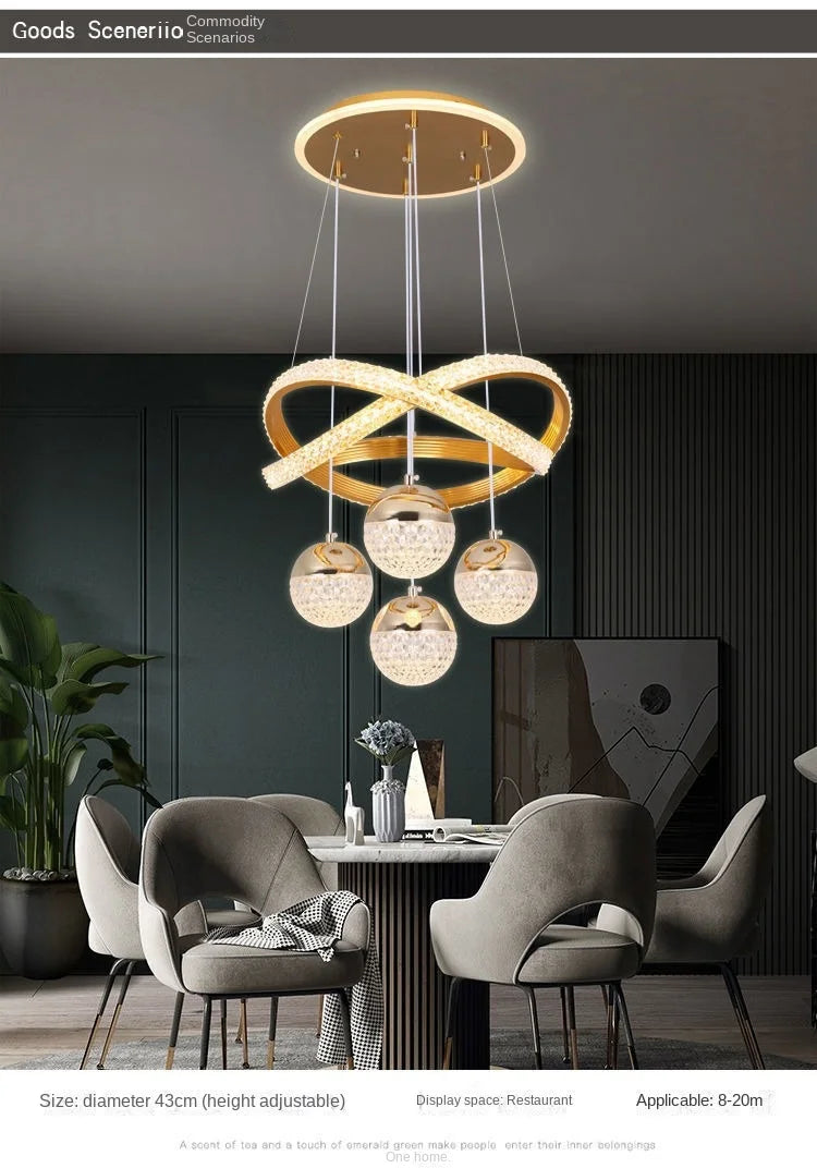 Modern Led Chandelier – Iron Acrylic Dining Room Lighting | Semiflush Mount Light - ZOOMNSTORE