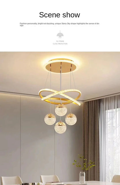 Modern Led Chandelier – Iron Acrylic Dining Room Lighting | Semiflush Mount Light - ZOOMNSTORE