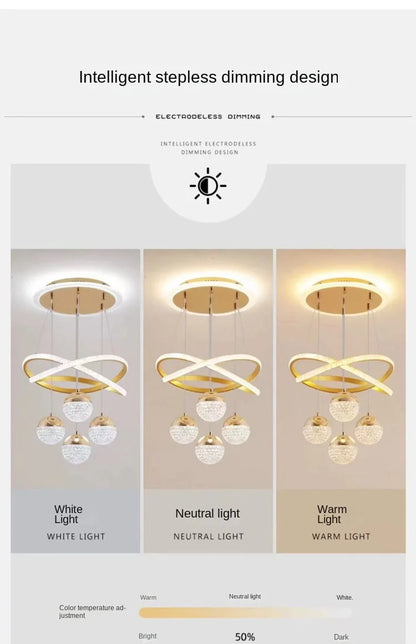 Modern Led Chandelier – Iron Acrylic Dining Room Lighting | Semiflush Mount Light - ZOOMNSTORE
