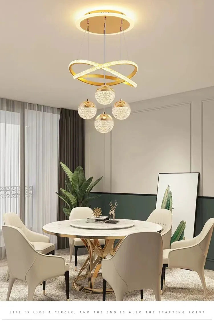Modern Led Chandelier – Iron Acrylic Dining Room Lighting | Semiflush Mount Light - ZOOMNSTORE