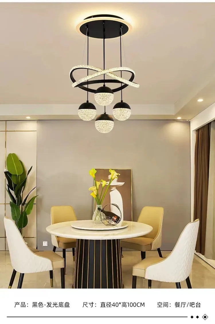 Modern Led Chandelier – Iron Acrylic Dining Room Lighting | Semiflush Mount Light - ZOOMNSTORE