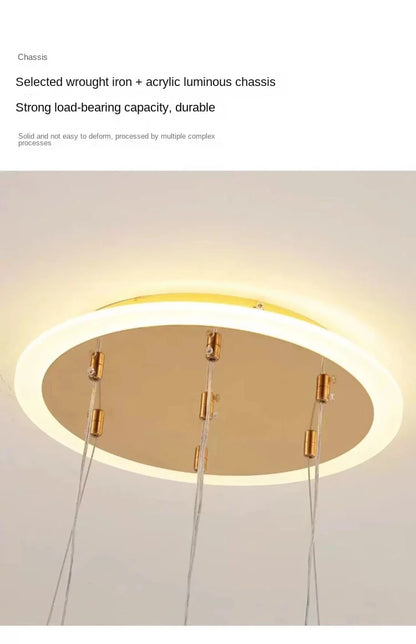 Modern Led Chandelier – Iron Acrylic Dining Room Lighting | Semiflush Mount Light - ZOOMNSTORE