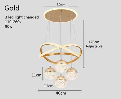 Modern Led Chandelier – Iron Acrylic Dining Room Lighting | Semiflush Mount Light - ZOOMNSTORE