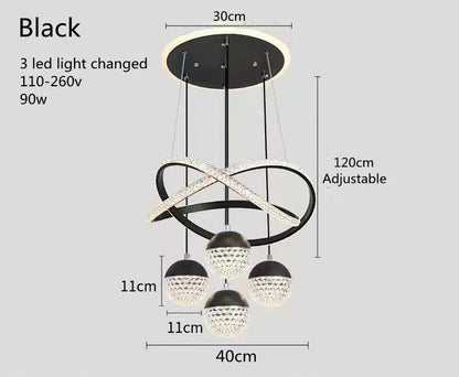 Modern Led Chandelier – Iron Acrylic Dining Room Lighting | Semiflush Mount Light - ZOOMNSTORE