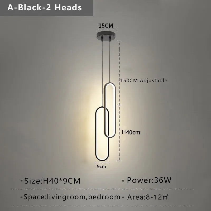 Modern Minimalist LED Pendant Light - Gold Black Chandelier for Bedroom  Living Room - ZOOMNSTORE