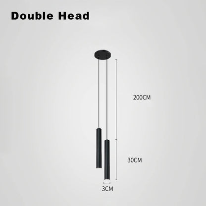 Modern Nordic Double Head LED Pendant Lamp - 2m Hanging Cylinder Chandelier for Dining Room - ZOOMNSTORE
