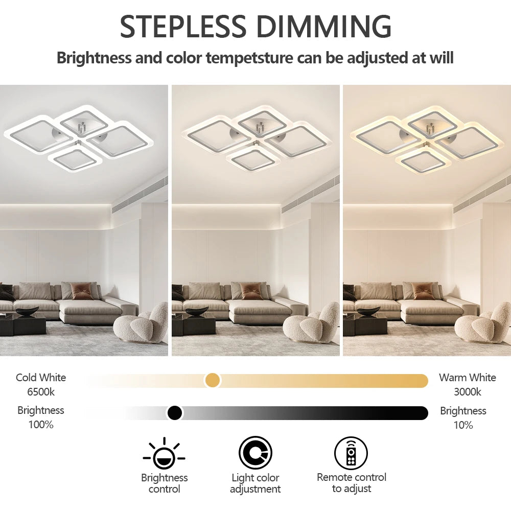 Modern Nordic LED Pendant Light - Square Ceiling Chandelier for Home Decor - ZOOMNSTORE