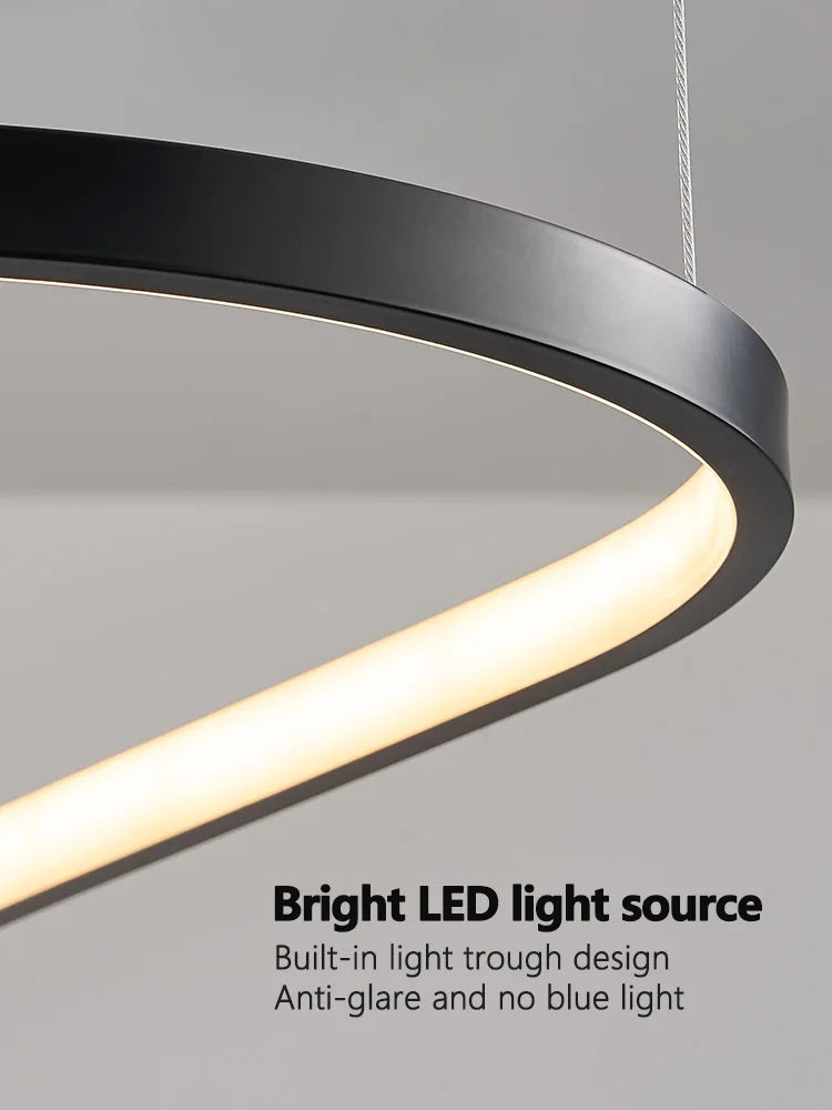 Modern Pendant Lamp – Nordic Modern Lighting | Forged Iron Fixture, Black Lampshade - ZOOMNSTORE