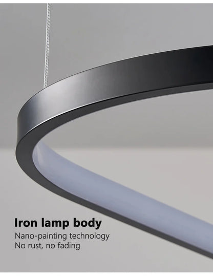 Modern Pendant Lamp – Nordic Modern Lighting | Forged Iron Fixture, Black Lampshade - ZOOMNSTORE
