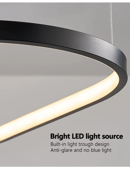 Modern Pendant Lamp – Nordic Modern Lighting | Forged Iron Fixture, Black Lampshade - ZOOMNSTORE