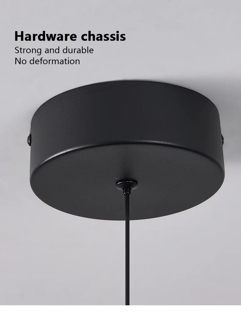 Modern Pendant Lamp – Nordic Modern Lighting | Forged Iron Fixture, Black Lampshade - ZOOMNSTORE
