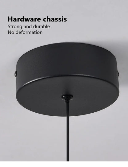Modern Pendant Lamp – Nordic Modern Lighting | Forged Iron Fixture, Black Lampshade - ZOOMNSTORE